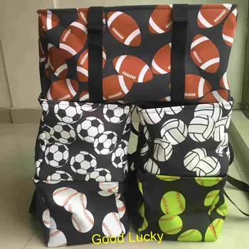 

5pcs/lot new arrival canvas monogram customize large size sport baseball softball football utility tote wholesale beach bag