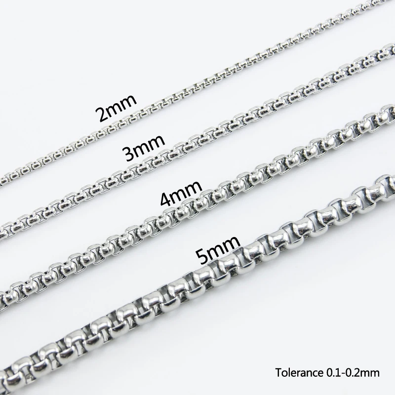 

100% Stainless Steel Chain For Jewelry Making 2/3/4/5mm Square Box Chains By The Meter Metal Rolo Chain Necklace No Clasp