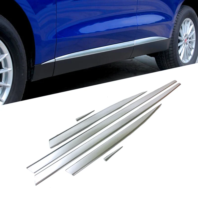 

For Jaguar F-Pace F pace fpace X761 2016 2017 2018 ABS Chrome Car Side Door Body Line Molding Strips Cover Trim 3D Sticker