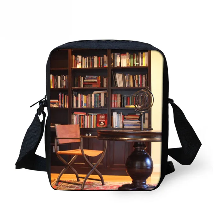 FORUDESIGNS сумка через плечо Happy Satchels, сумка через плечо для женщин и мужчин, Ретро стиль, с принтом библиотеки, для девочек и мальчиков, сумка-мессенджер для отдыха - Цвет: SS0152E