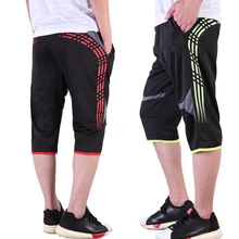 Летние мужские футбольные тренировочные штаны, быстросохнущие футбольные укороченные штаны 3/4, мужские спортивные брюки для бега, фитнеса, спортивные брюки с карманами на молнии