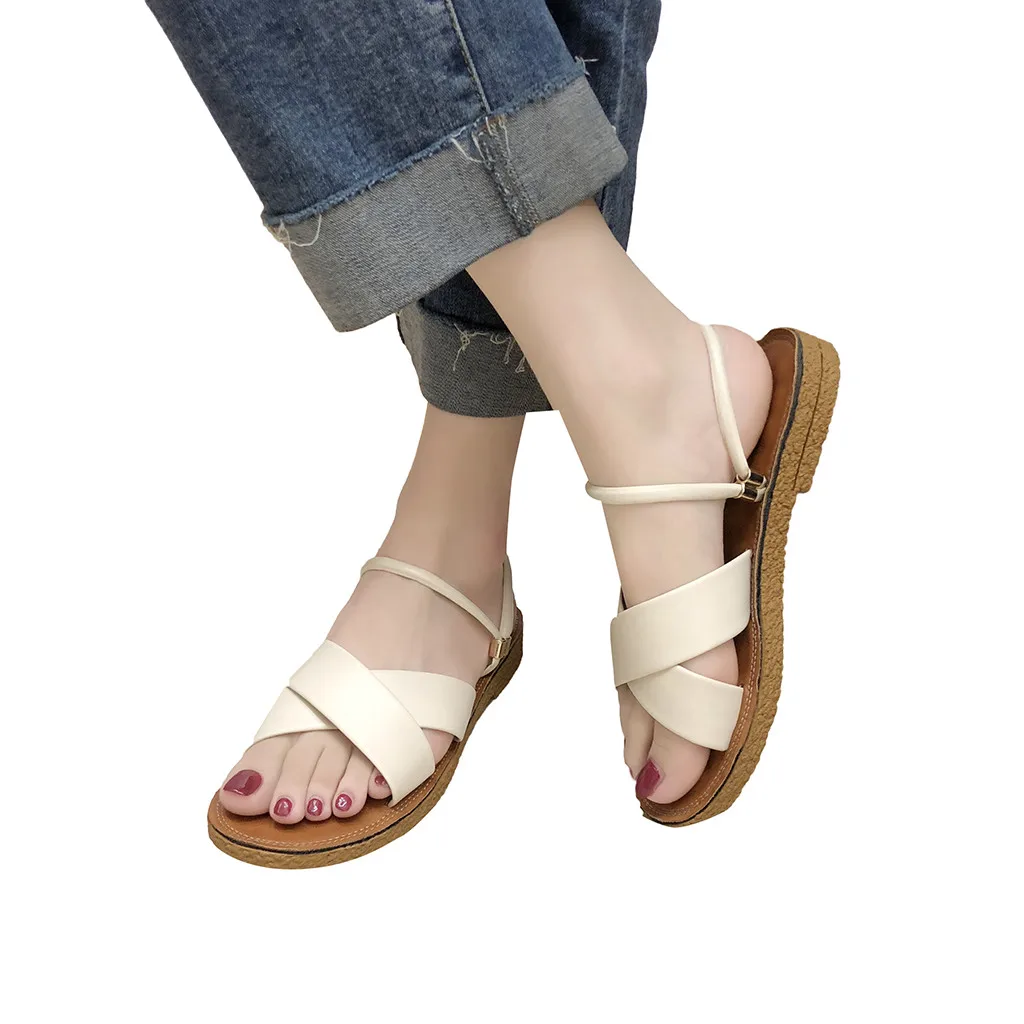 

SAGACE shoes Woman Sandals Fashion Girl Solid Color Versatile Flat Casual Roman Sandals And Slippe Shoes Hot sell summer Sandals
