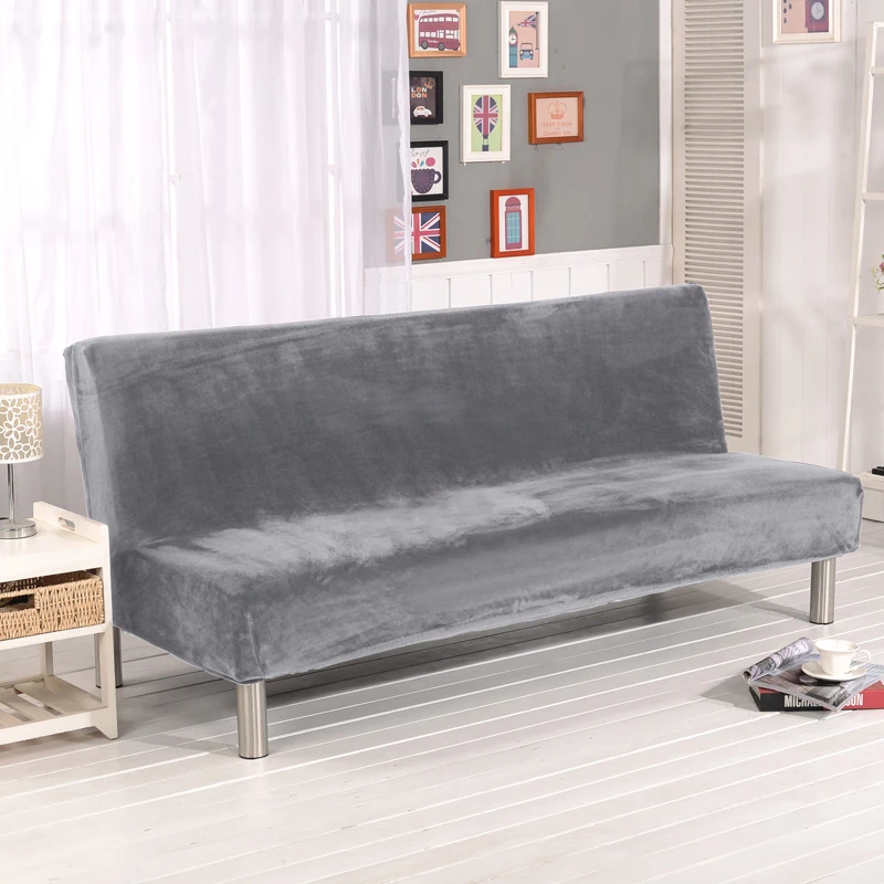 Lelen плюшевый плотный тканевый складной чехол для дивана, кровати, раскладной чехол для сиденья, толстые обложки, скамейка, диване, протектор, эластичный чехол - Цвет: Grey