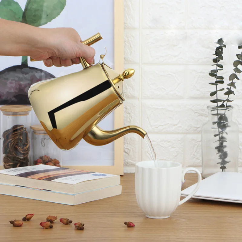 1L/1.5L/2L утолщенный 304 чайник из нержавеющей стали индукционный Ретро кофейник и