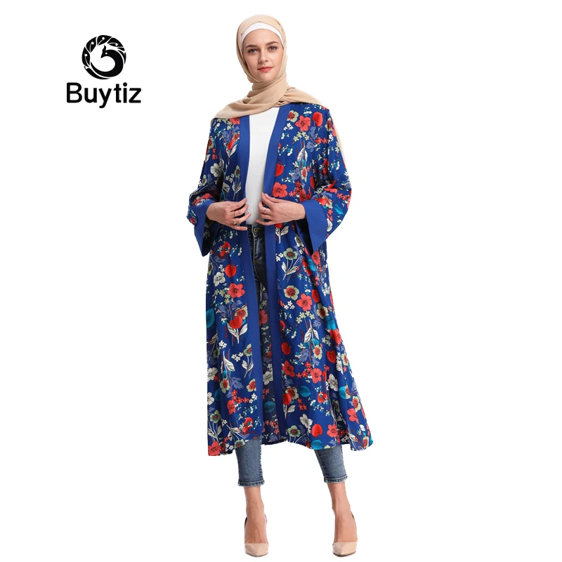 Buytiz синий ремень с принтом ОАЭ повседневное Сетчатое мусульманское платье abaya