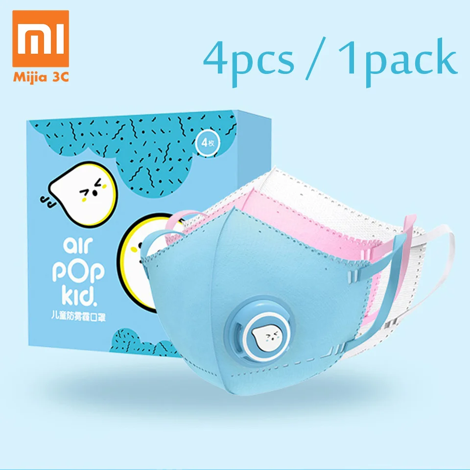 

4pcs Original Xiaomi Airpop Children Mask Kid Masks PM2.5 Anti-fog Mask Protection Soft Breathable Air Wear Face Mask Boys Girls