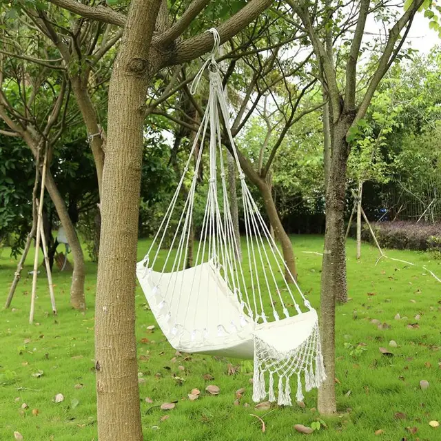 Nordic Style White Hammock Outdoor Indoor Garden Dormitory Bedroom Hanging Chair For Child Adult Swinging Single Safety Hammock 2