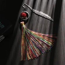 Китайский стиль Ретро металлическая Закладка в виде кисточек ручной работы переплетения с длинными висящими бусинами традиционная книга марка
