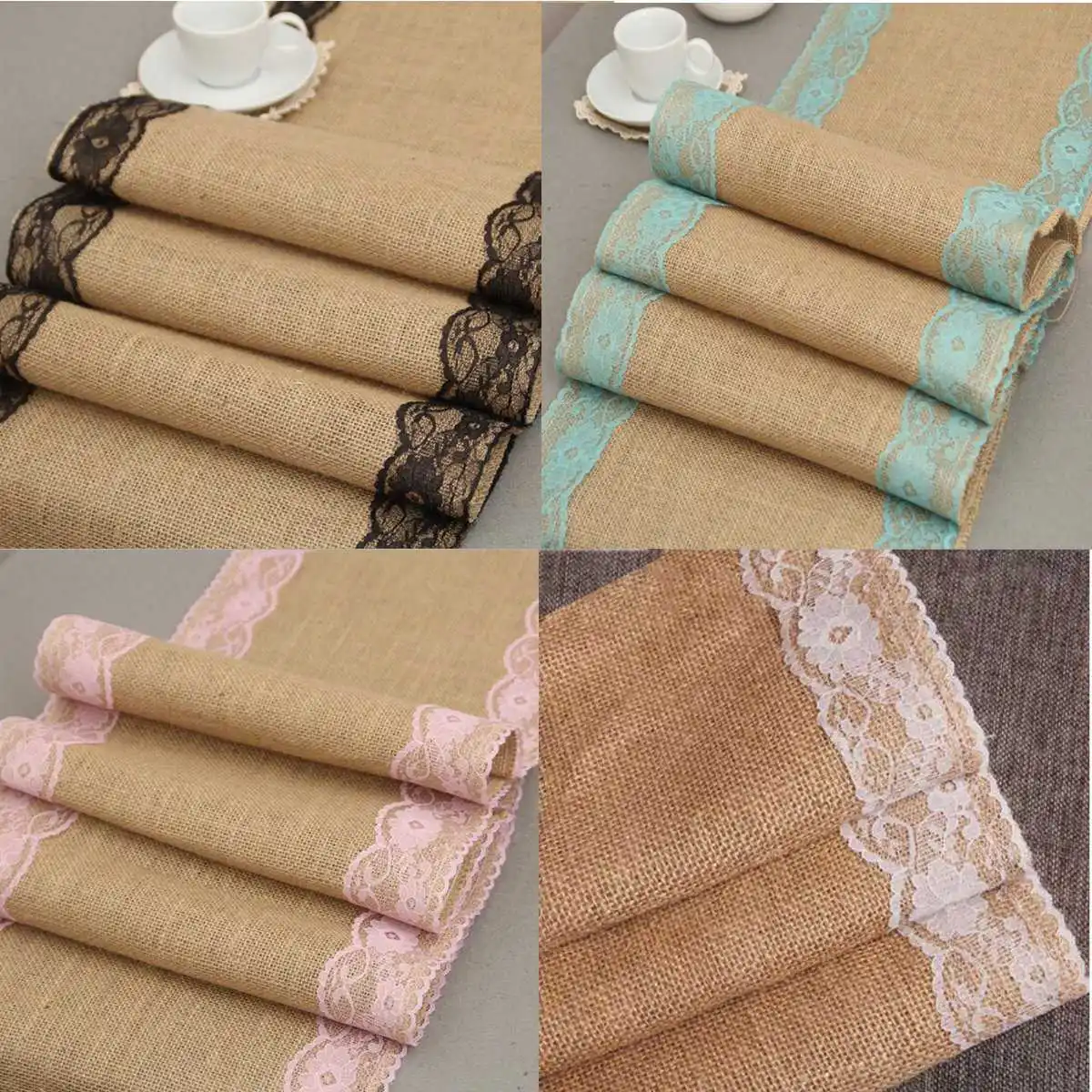 5 Couleurs Jute Rustique Toile De Jute Dentelle Chemin De Table 5 Couleurs Jute Rustique Toile De Jute Dentelle Chemin De Table
