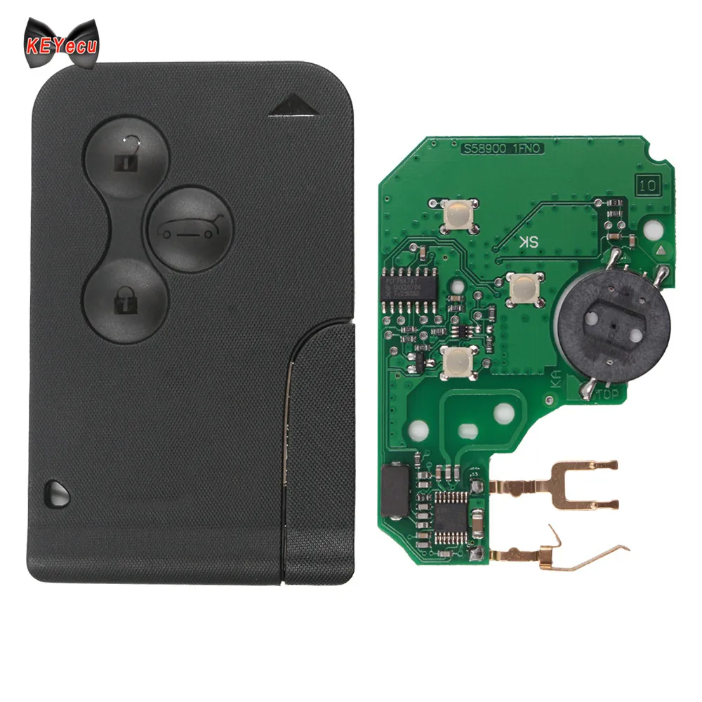 

KEYECU for Renault Megane Semi-intelligent Smart Card Remote Control Car Key Fob 433Mhz ID46 Chip with Insert Small key blade