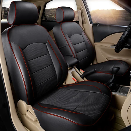 Чехлы для автомобильных сидений carпортной для Honda Odyssey, Набор чехлов для автомобильных сидений, кожзам, чехлы для автомобилей, стильные сиденья, правые руки, привод, 23 шт - Color Name: black x red line