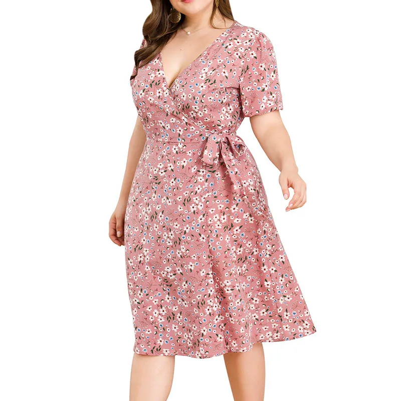 

Summer dress women plus size bust 130cm 5XL 6XL 7XL 8XL dress women pink colour