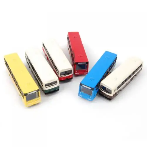 6pcs/Pack Diecast Model Bus Train Layout Railway Scenery N 1:160 - 1:200 Model Building Accessories