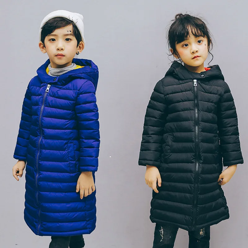 Детские зимние куртки для мальчиков; Длинная Куртка с хлопковой подкладкой; пальто для девочек; детская парка; теплая верхняя одежда с капюшоном; зимняя одежда