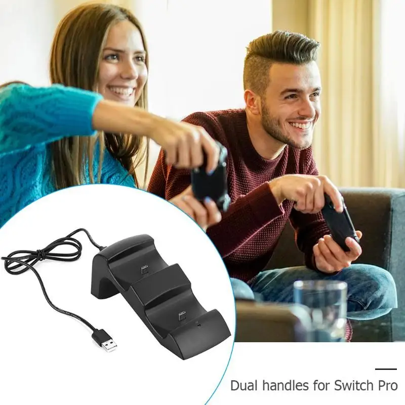 Двойная зарядная док-станция для контроллеров NAND Switch Pro с индикатором Портативное зарядное устройство с USB для переключателя Pro Аксессуары