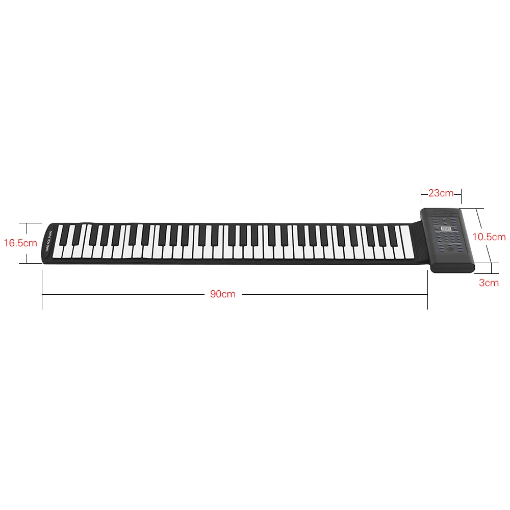 Портативный 61-ключ рулонное пианино электронная клавиатура миди Встроенная подставка для стереодинамика MIDI микрофон аудио Вход функции