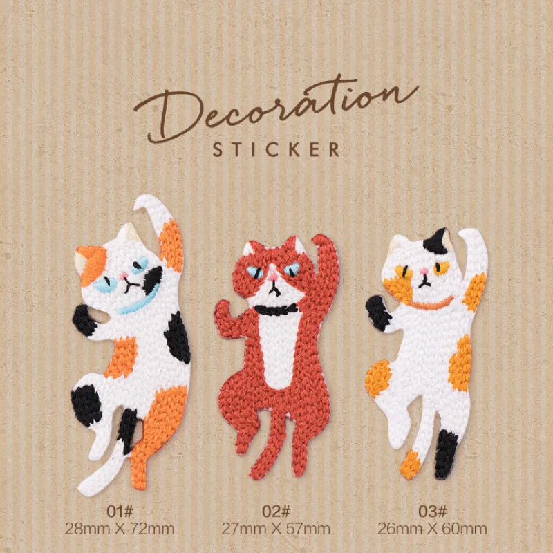 

Set of 3 Cute Cat Embroidery Iron on Patch for Clothing Ironing Stickers Sewing Motif Applique T-shirt Jacket Patches DIY Badges