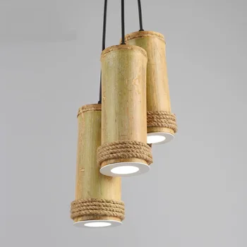 

Bamboo tube LED pendant lights retro personality restaurant home lighting decorative jewelry 1/3 heads pendant lamps-ZA zb15