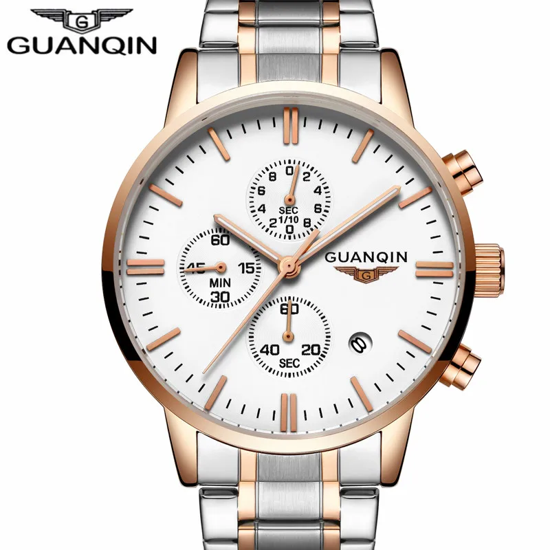 

2017 GUANQIN Mens Watches Top Brand Luxury Quartz Watch Men Sport Steel Clock Chronograph Male Date Luminous relogio masculino A