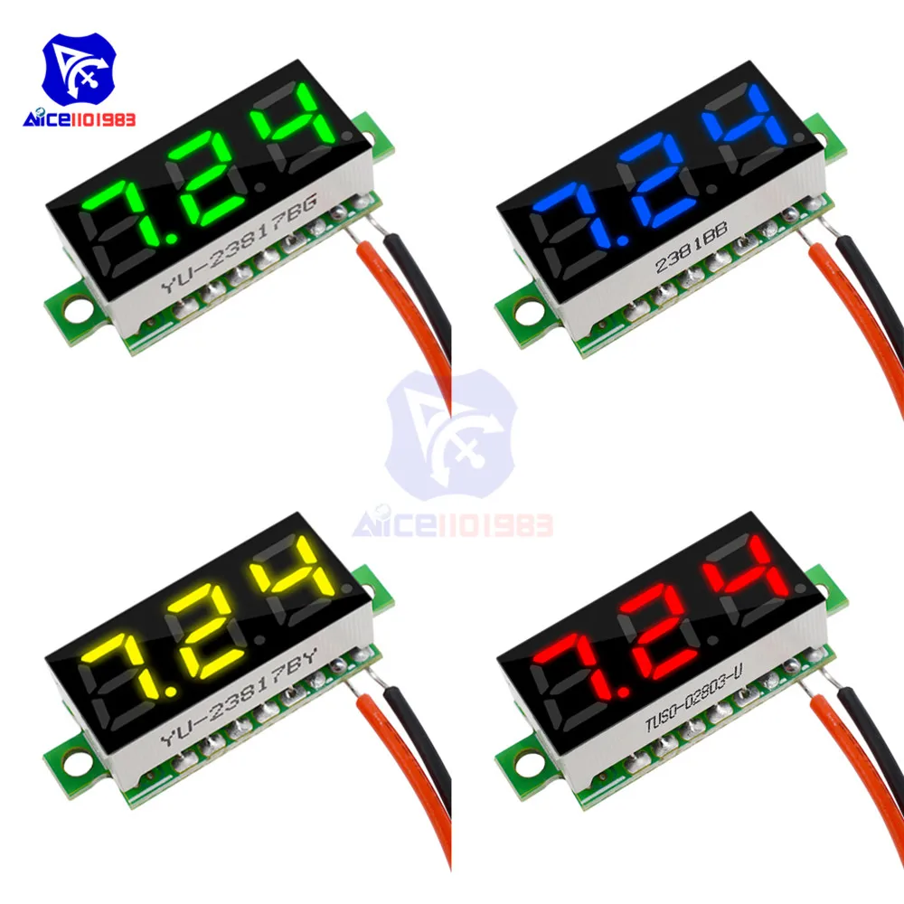 

DC 5 -12V 0.28" Mini LED Digital Tube Display Voltmeter Voltage Meter Panel Volt Tester Detector 2 Wire Yellow/Red/Green/Blue