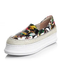 Women Spring Autumn Full Grain Leather Flowers Casual Increased Internal Shoes Genuine Leather Fashion 2016 New Retro Shoes 1206