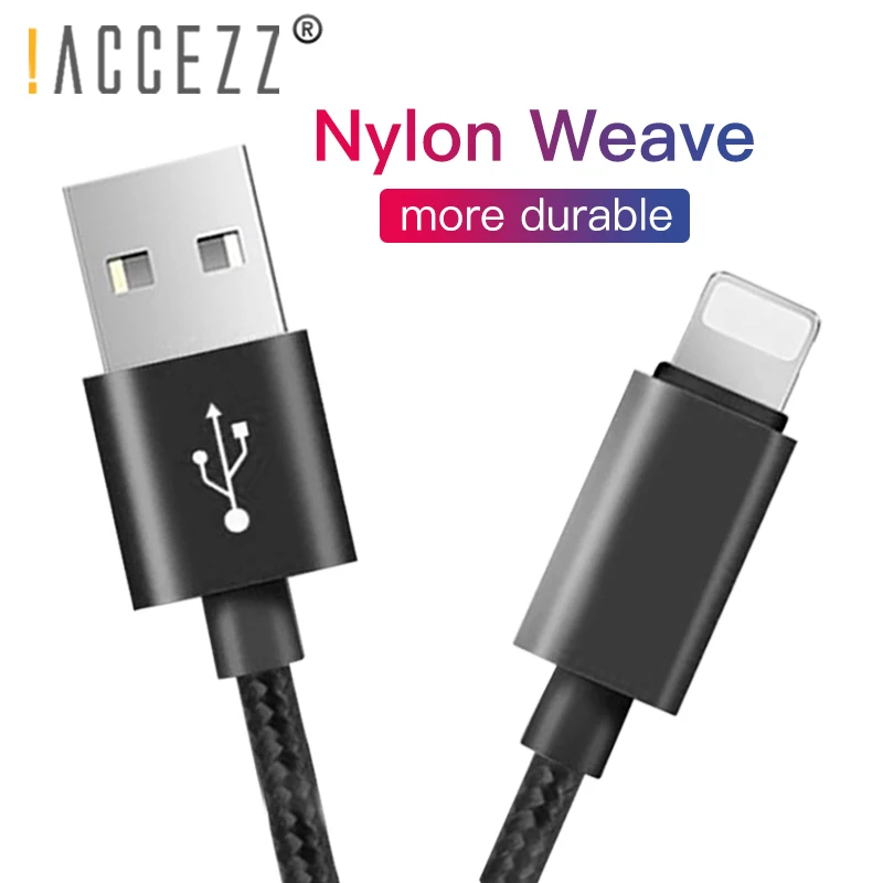 !ACCEZZ Nylon USB Charging Cable For Apple iPhone XR XS MAX 8 7 6S Plus Charge Line For iPad