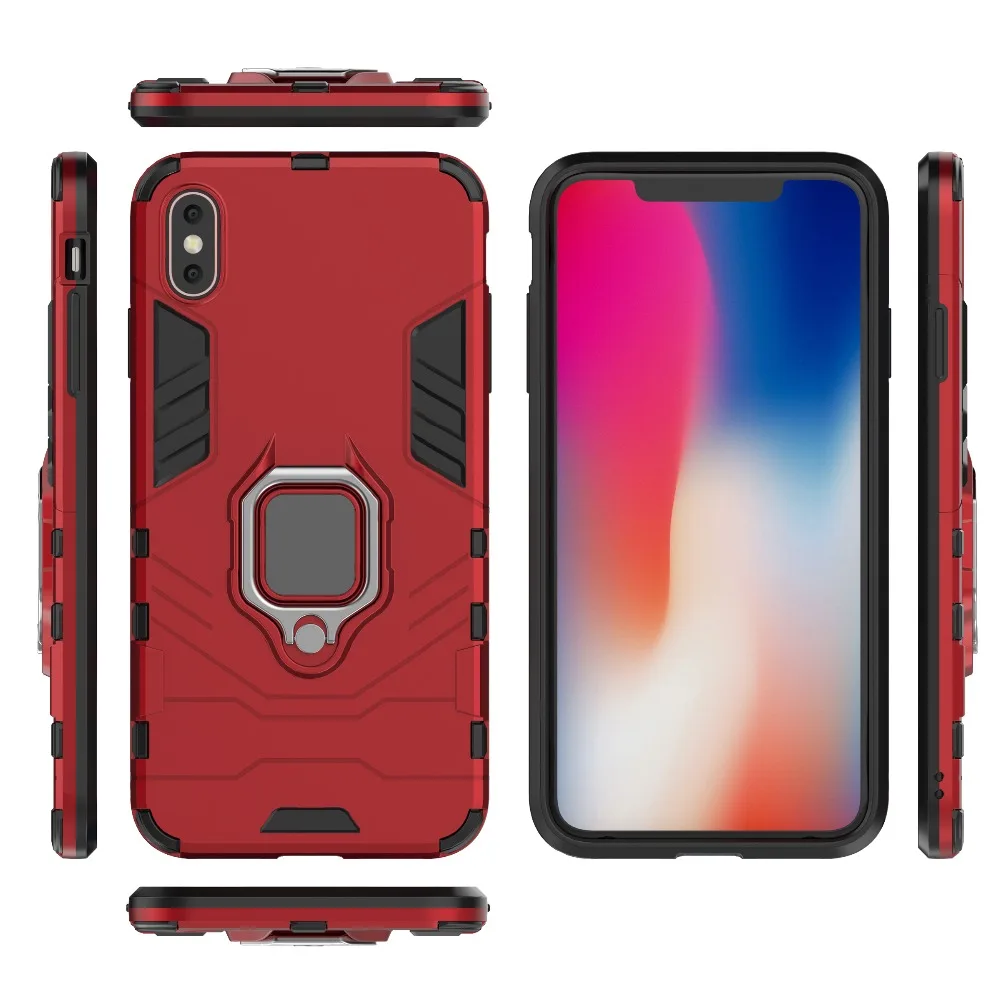 

Magnetic Ring Cases For iPhone XS MAX Cases Luxury Iron Man Cover With Kickstand With Finger Ring Holder Protective Back Cover