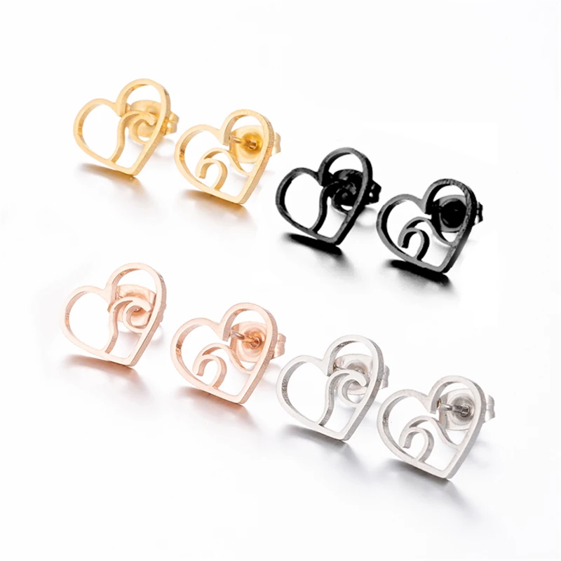 Ocean Heart wave earrings; nature earrings; wave earrings; silver wave jewelry; ocean jewelry