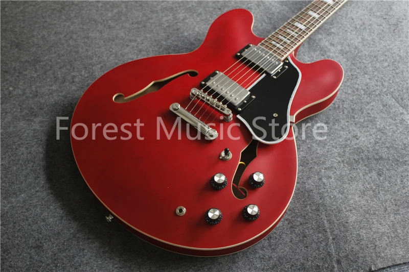 

Hot Sale Cherry Matte Finish Suneye ES Electric Guitar Gold Hardware Maple Hollow Guitar Body As Picture