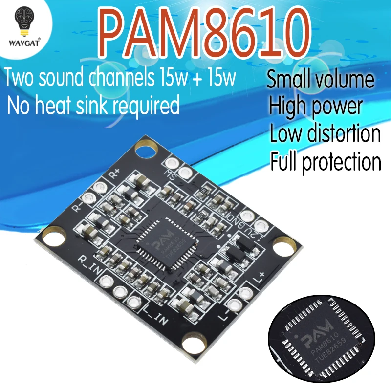 PAM8610 digital power amplifier board 2 x15w dual channel stereo mini class D power amplifier board PAM8610 digital power amplifier board 2 x15w dual channel stereo mini class D power amplifier board