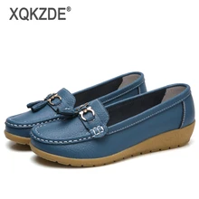 XQKZDE/Демисезонные женские лоферы из натуральной кожи; мокасины на плоской подошве; женская повседневная обувь черного цвета; 5272AF49