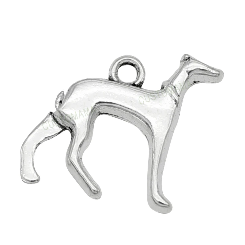 Dog Charms, plata antigua Whippet o galgo de 2 caras Charm colgante 19x19mm|charm pendant|antique silverpendant charms - AliExpress