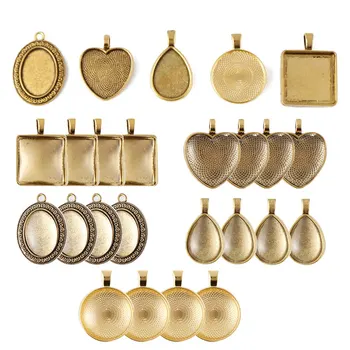 

40 Pieces Of 25mm Ancient Gold Bottom Add Glass Diy Alloy Jewelry Accessories Blank Bezel Set Photo Pendant Jewelry Accessories