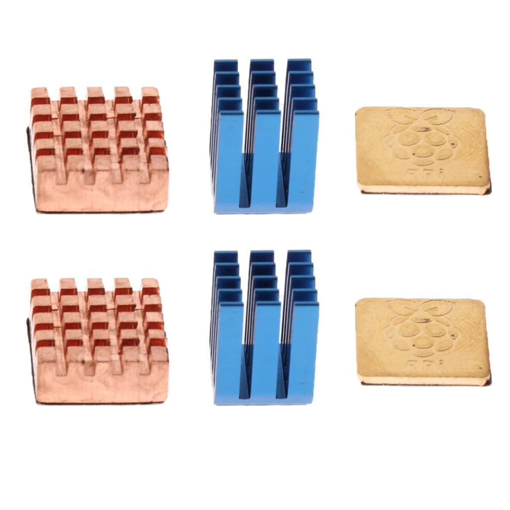 2set Cooling Copper Heatsinks Kit Cooler & Adhesive Tape for Raspberry Pi 3