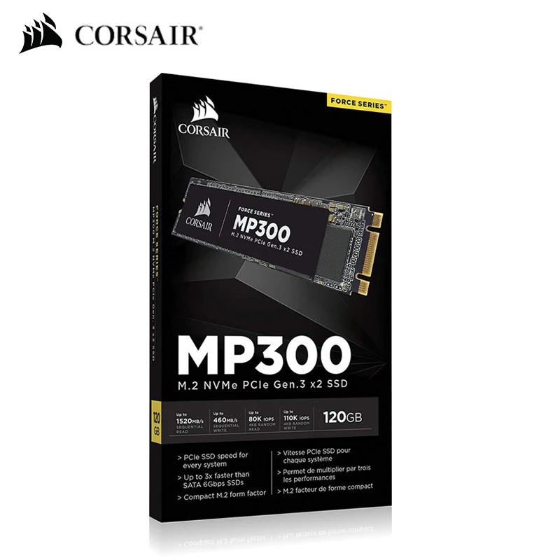 CORSAIR FORCE Series MP300 SSD 120 ГБ 240 NVMe PCIe Gen3 x2 M.2 480 960 твердотельный накопитель 3000 МБ/с./с m.2 2280