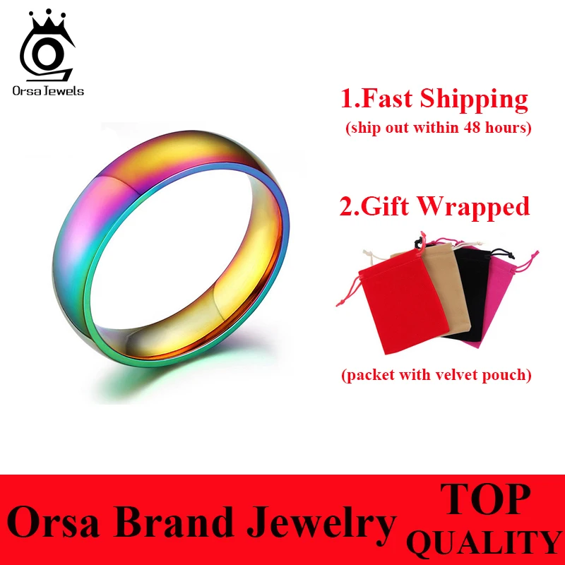 ORSA JEWELS Charming Colorful Stainless Steel Finger Rings New Romantic Engagement Wedding Promise Rings for Women Men OTR93