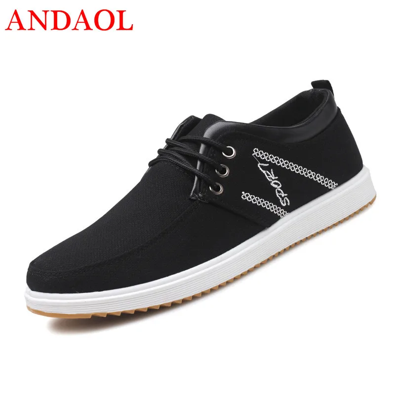 

ANDAOL Men's Casual Shoes Top Quality Breathable Light Flat Canvas Sneakers Luxury Comfortale Hard-Wearing Campus Skateboarding