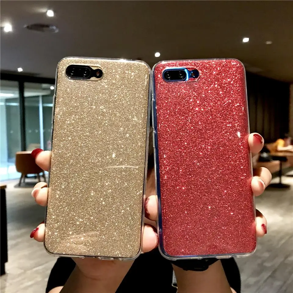 Блестящий силиконовый чехол 2 в 1 из ТПУ для Honor 10 9 8 7X 6X 6A Huawei Mate 20 P20 Lite P10 iphone X XR XS MAX 6