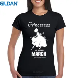 Пользовательские рубашки Princesse рождаются в марте на день рождения с круглым вырезом короткий рукав сжатия женские футболки