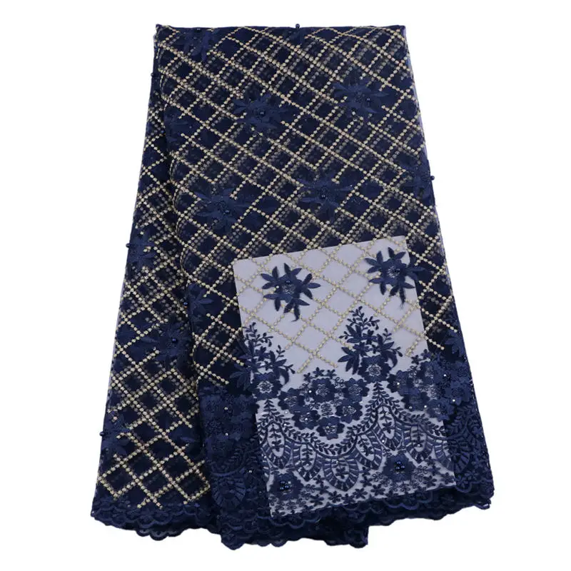 

High quality french lace fabric tulle net lace fabric with embroidery and beaded lace fabric for women cloth free shipping -30