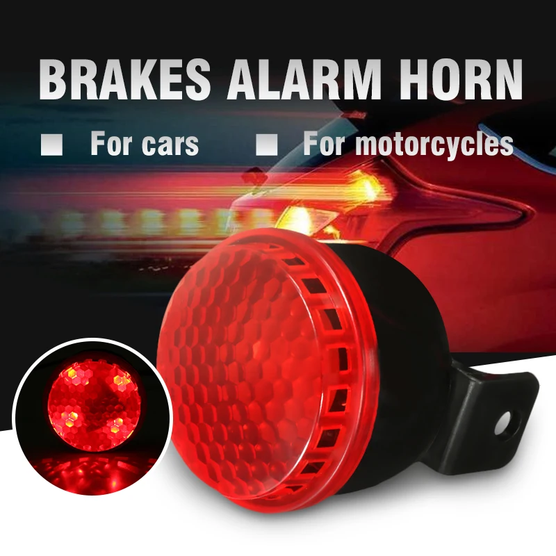 

12V 125db Car Motorcycle Truck Brake Siren Horn Stop Reverse Turn Alarm Horn Red LED Light