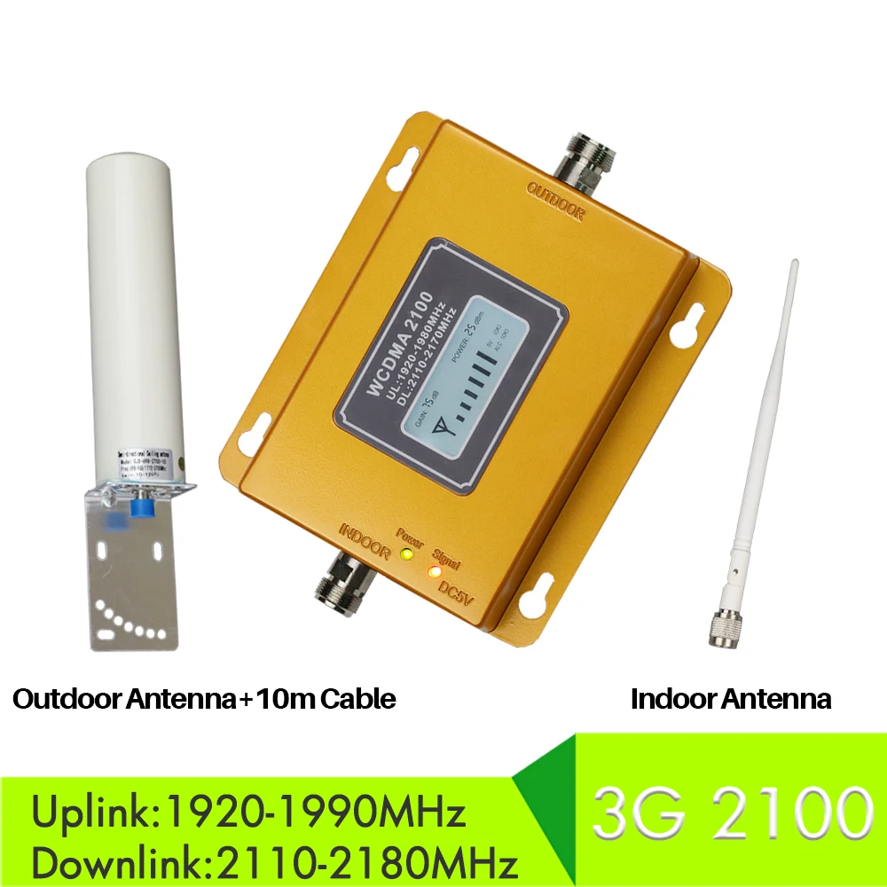 

2100mhz 3G Repeater UMTS 75db Gain Control W-CDMA Cell Phone Signal Amplifier LCD Display Signal Booster with full antenna set