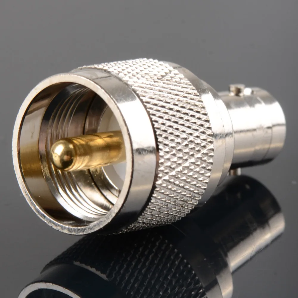 1Pc Adapter PL259 UHF Plug Male Nickel Plating To BNC Female Jack Nickel Plating RF Connector