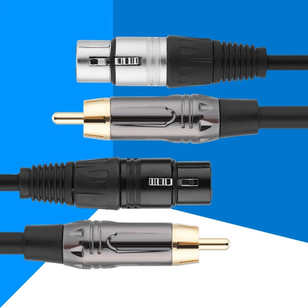 Высококачественный черный/Серебряный штекер 1 м/1 8 м/3 м/5 м/10 м RCA XLR Женский