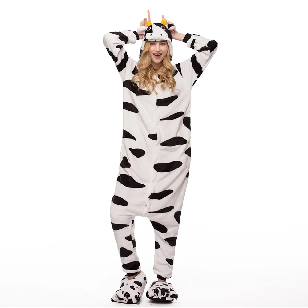 

Adult Cow Kigurumi Pajamas Set Women Onesie Winter Sleepwear Pijama Pyjamas Animal Onesies For Adults