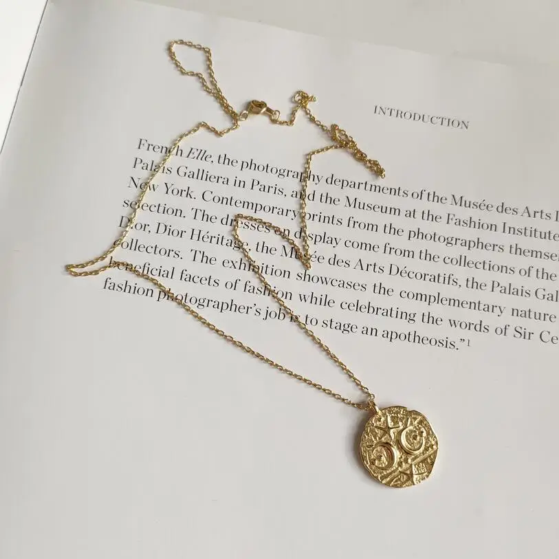 Необычные Чокеры с подвеской в виде звезды, Луны, монет, ожерелье s для женщин, 925 пробы, серебряное круглое многослойное ожерелье с диском, массивное ювелирное изделие