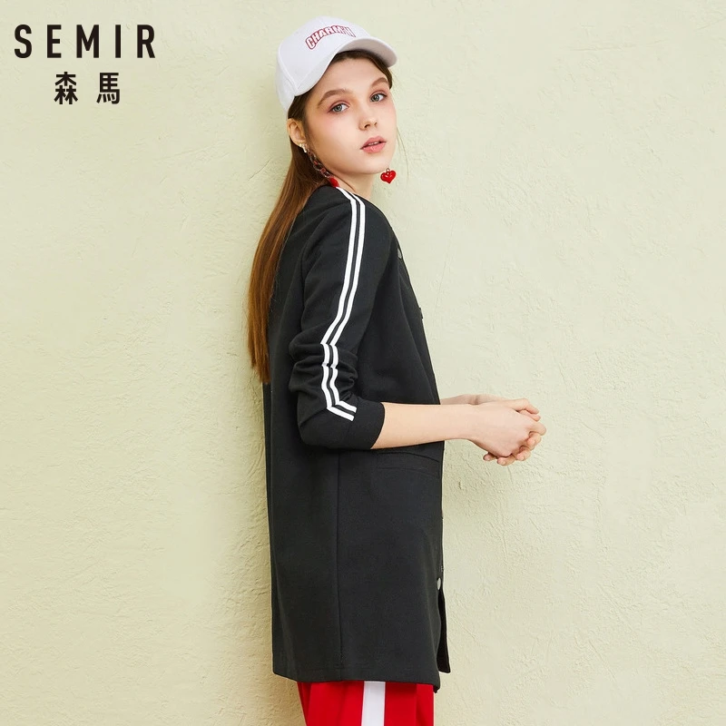 SEMIR Тренч в полоску сбоку для женщин пальто Abrigo Mujer Женская облегающая Длинная