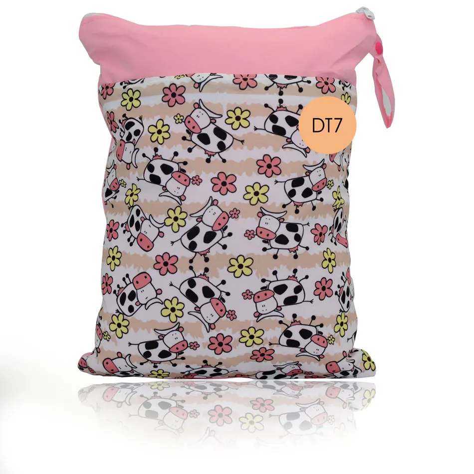 Miababy два кармана Wetbag, мешок для подгузников, двойная молния с ручкой 40x29,5 - Цвет: DT7