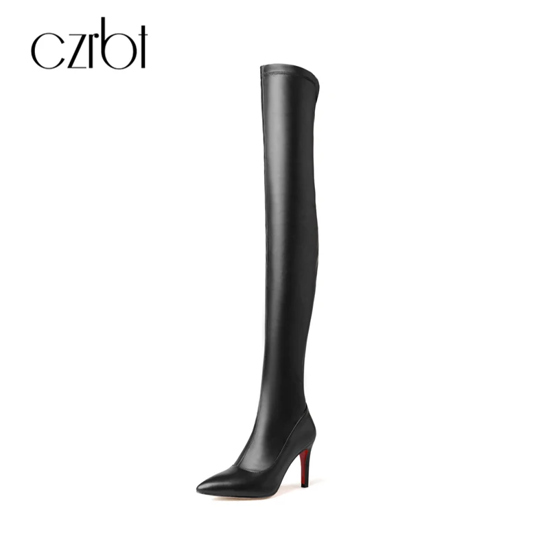 CZRBT Women Sexy Thin Heel Boots Over The Knee High Heels Black Pointed Toe Boots Autumn Winter Thigh High Boots Woman Shoes CZRBT Women Sexy Thin Heel Boots Over The Knee High Heels Black Pointed Toe Boots Autumn Winter Thigh High Boots Woman Shoes
