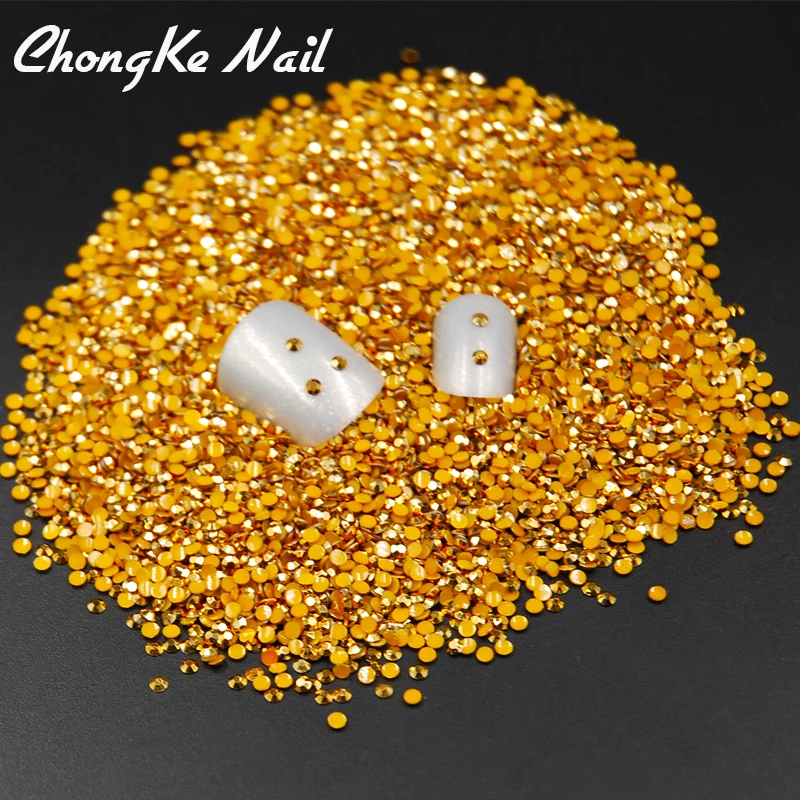 

2mm 2000pcs Gold Hematite/Aurum Color Resin Flat Back Rhinestone For Nail Art Rhinestones DIY Decoration Stones Tips Manicures
